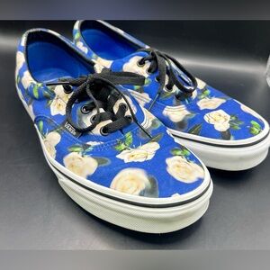 Vans Blue Floral Canvas Shoes, Womens Size:12